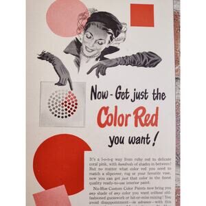 1950 Martin-Senour Nu-Hue Custom‎ Color Paint Reds Elegant Woman Vtg Print Ad